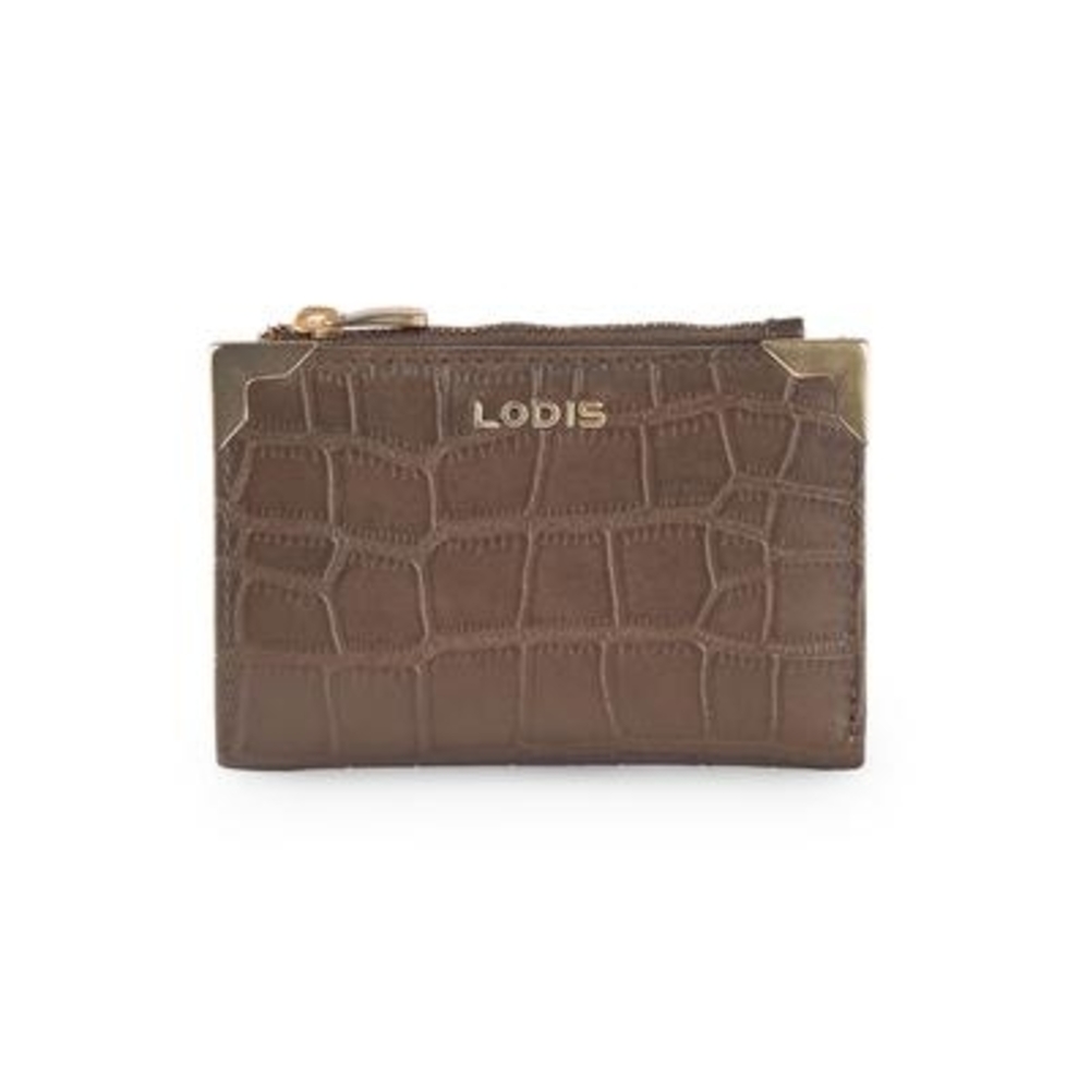 Lodis Brown Croc-Embossed Card Holder